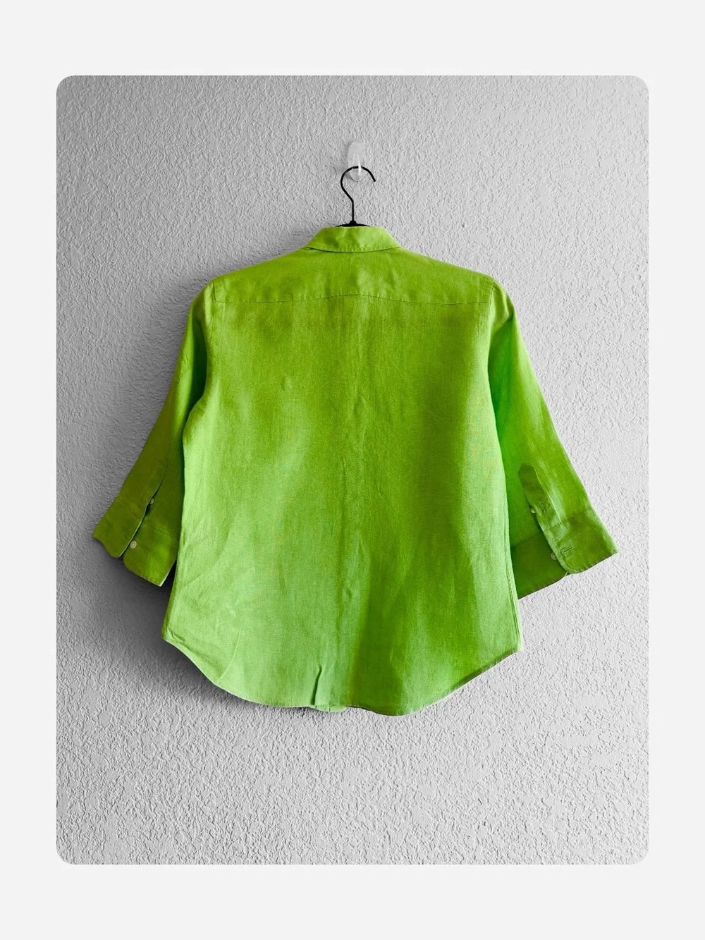★Ralph Lauren Sport Slim Fit Seasonal Staple 100% Linen 3/4 Blouse Lime Green 4★ - Picture 5 of 11